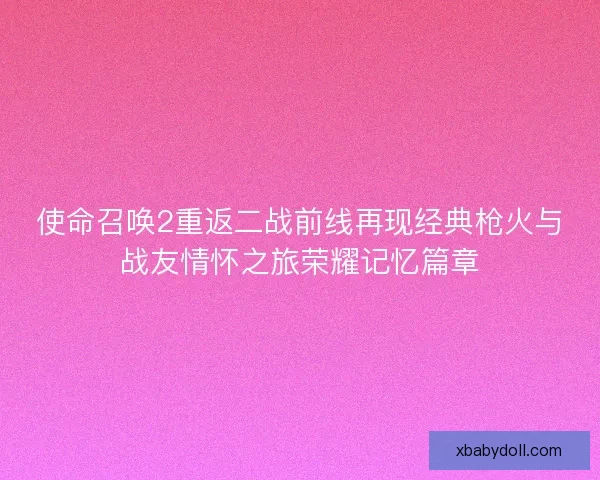使命召唤2重返二战前线再现经典枪火与战友情怀之旅荣耀记忆篇章